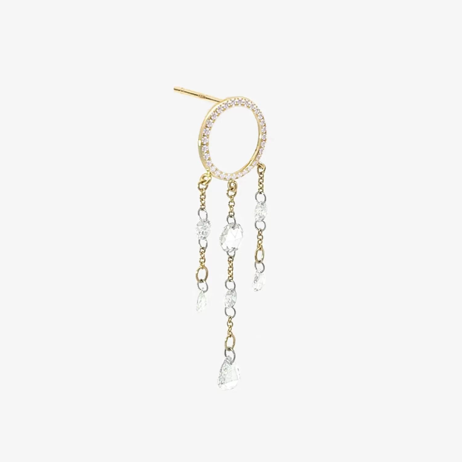Boucles d'Oreilles Chandelier Étoilées - Or 18 Carats avec Pavé de Diamants | Collection Attrape-Lumière Alkemistry