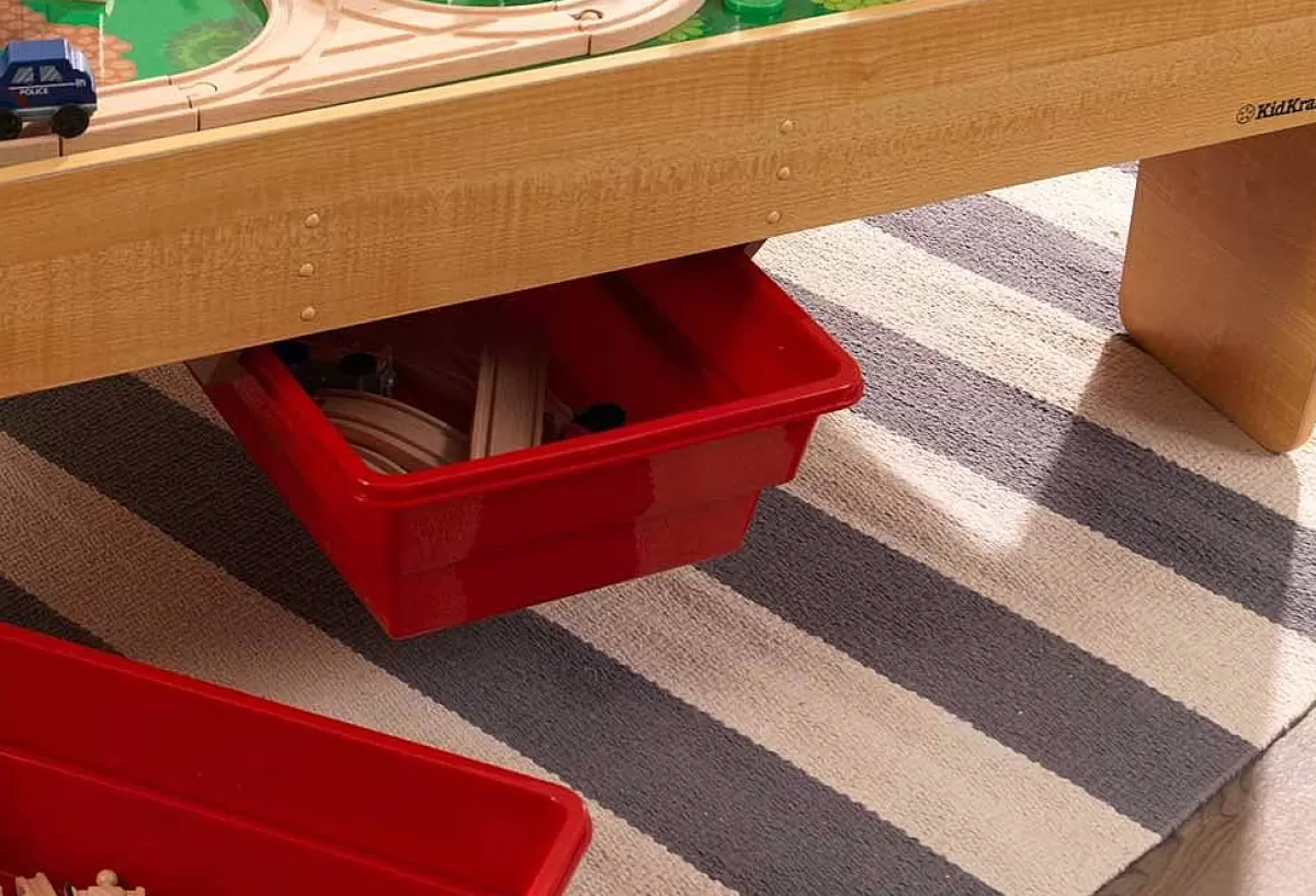 Circuit Ferroviaire Évolutif Kidkraft - Table de Jeu en Bois Massif avec Univers Ludique Ville Aventure - Idéal pour Enfants 4-8 Ans