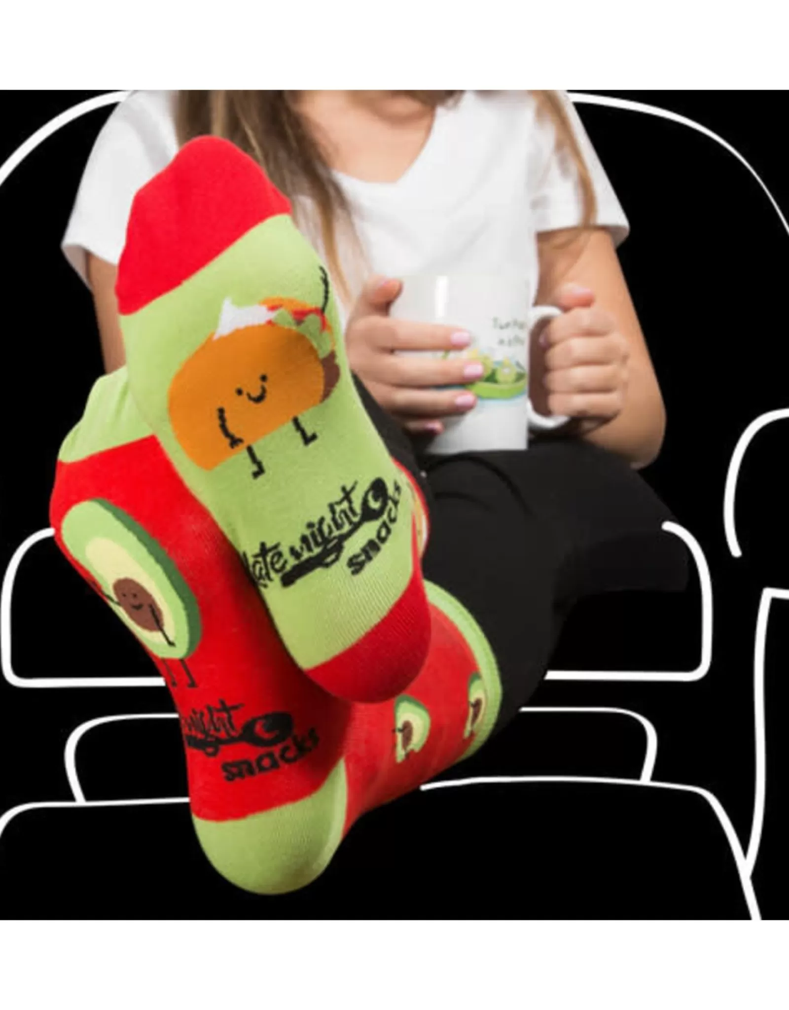 Chaussettes PGC - Motifs Tacos & Avocat Gourmand pour un Look Décalé et Confortable