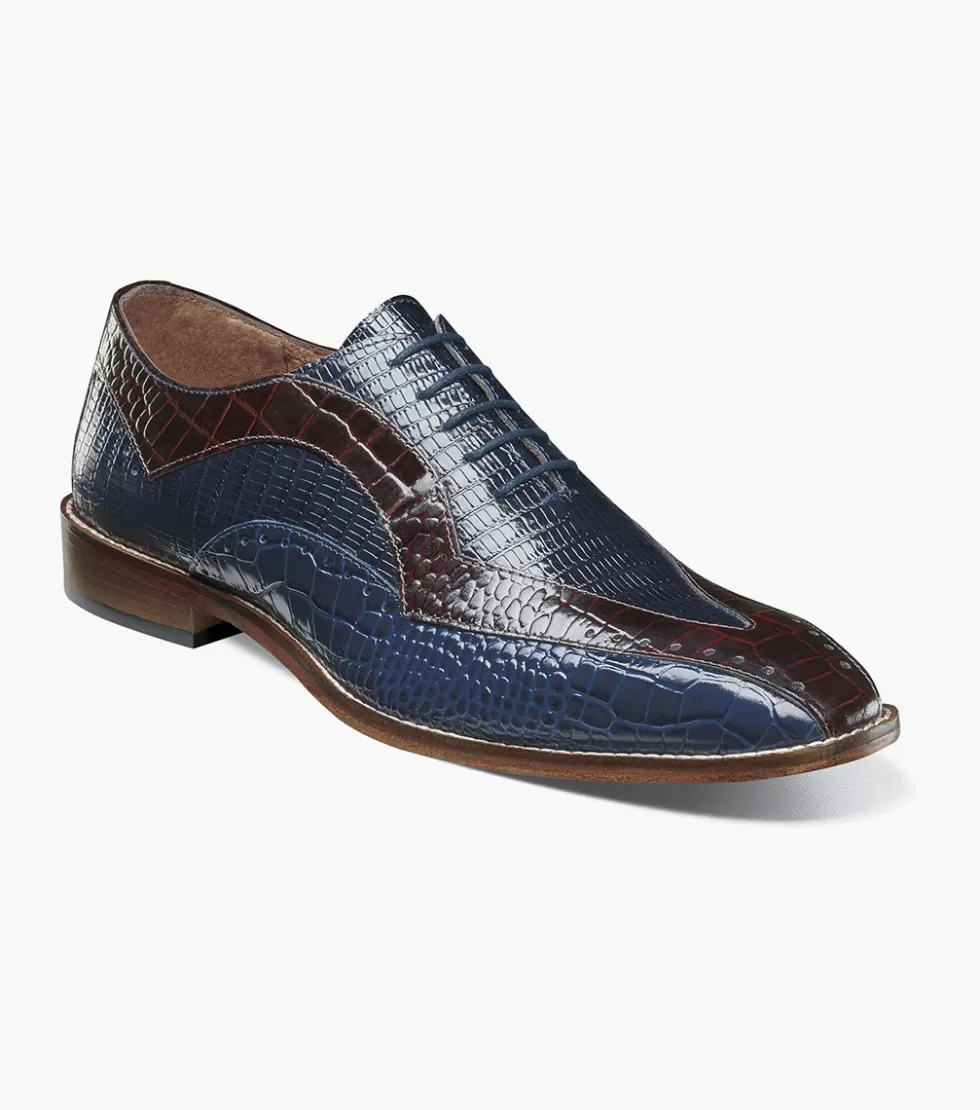 Élégantes chaussures Stacy Adams Tallero en cuir bleu marine à motifs contrastés - Modèle haut de gamme pour Homme