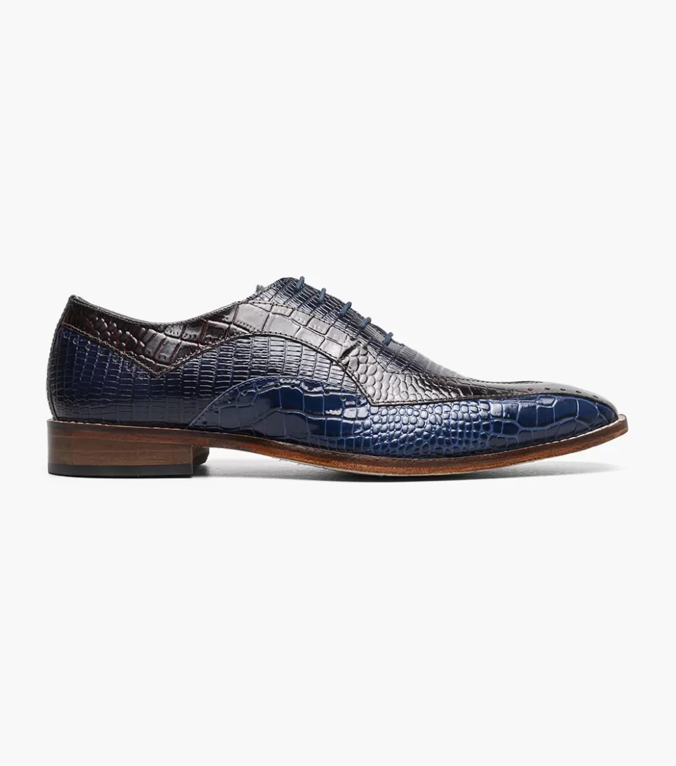 Élégantes chaussures Stacy Adams Tallero en cuir bleu marine à motifs contrastés - Modèle haut de gamme pour Homme
