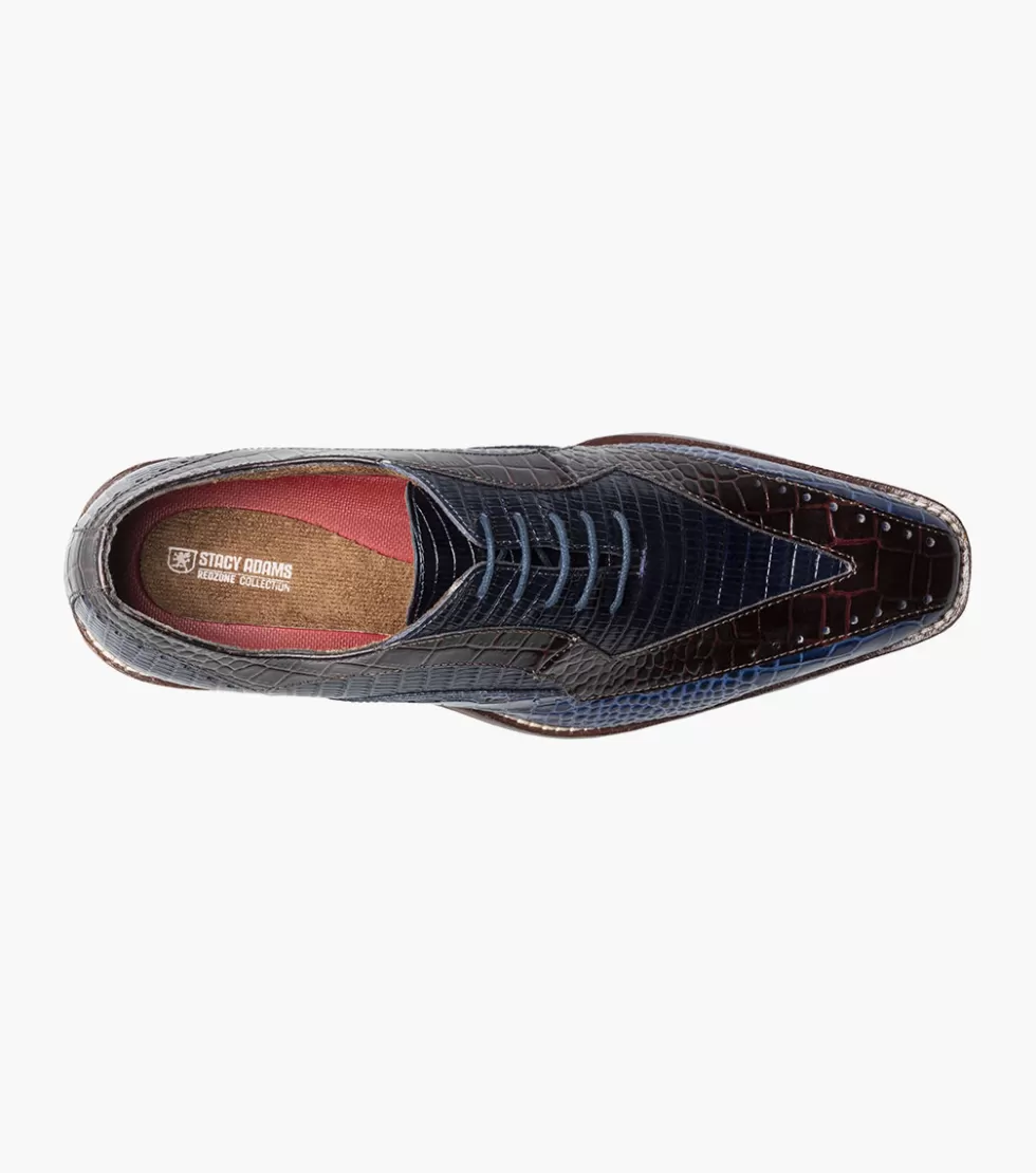 Élégantes chaussures Stacy Adams Tallero en cuir bleu marine à motifs contrastés - Modèle haut de gamme pour Homme