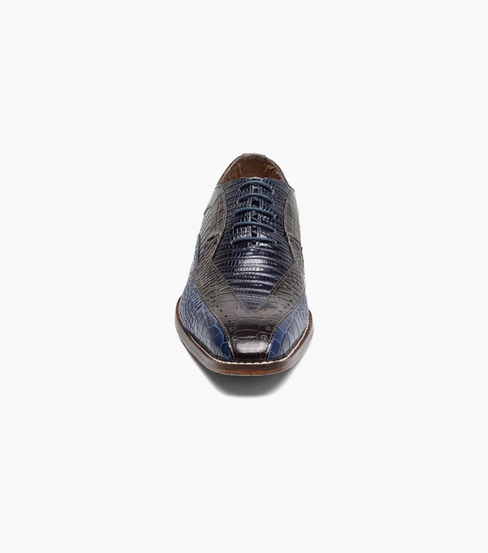 Élégantes chaussures Stacy Adams Tallero en cuir bleu marine à motifs contrastés - Modèle haut de gamme pour Homme