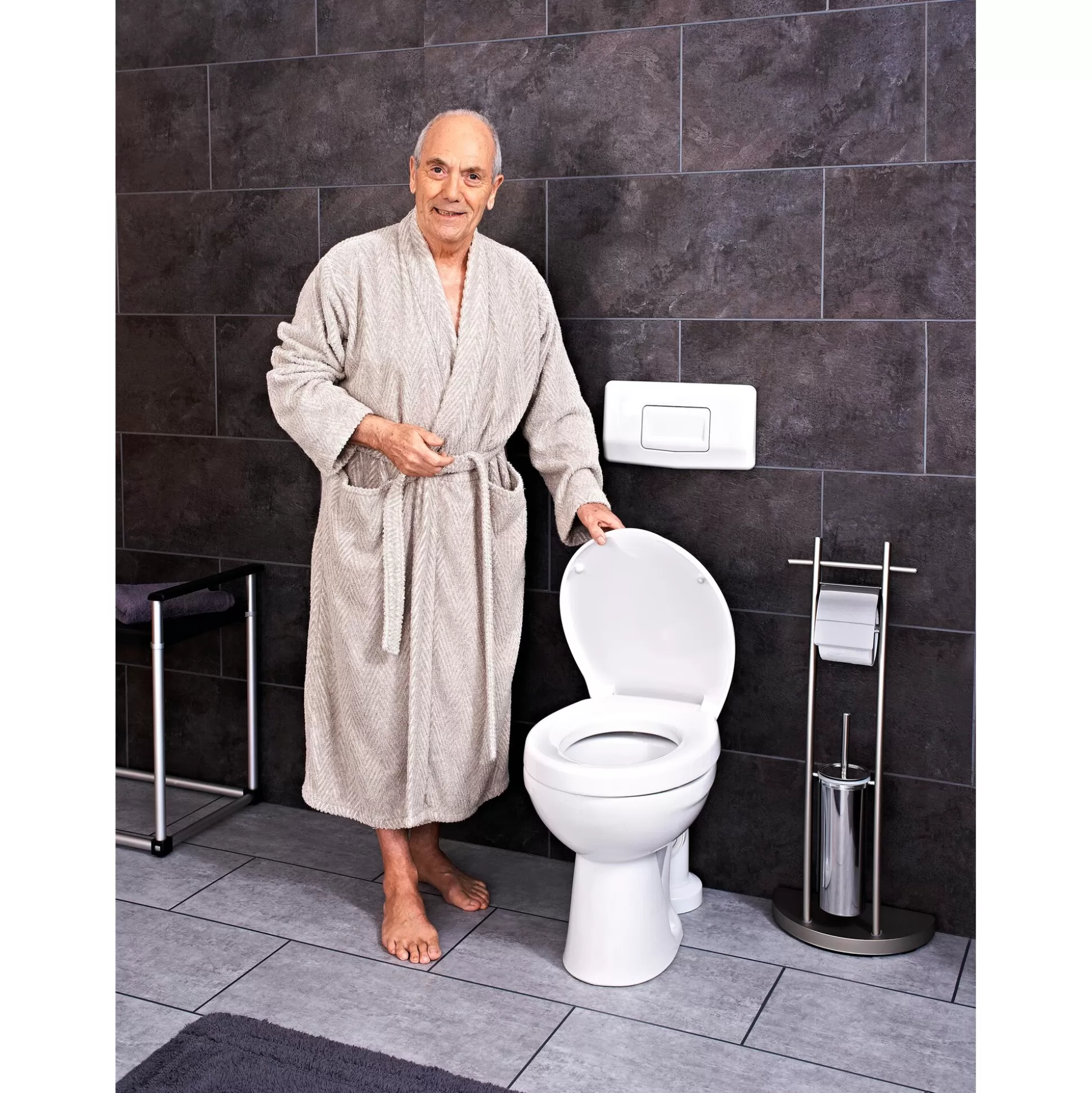 Rehausseur de Toilette Ridder Confort+ - Fermeture Douce et Silencieuse | Accessoire Senior Élégant pour Salle de Bain