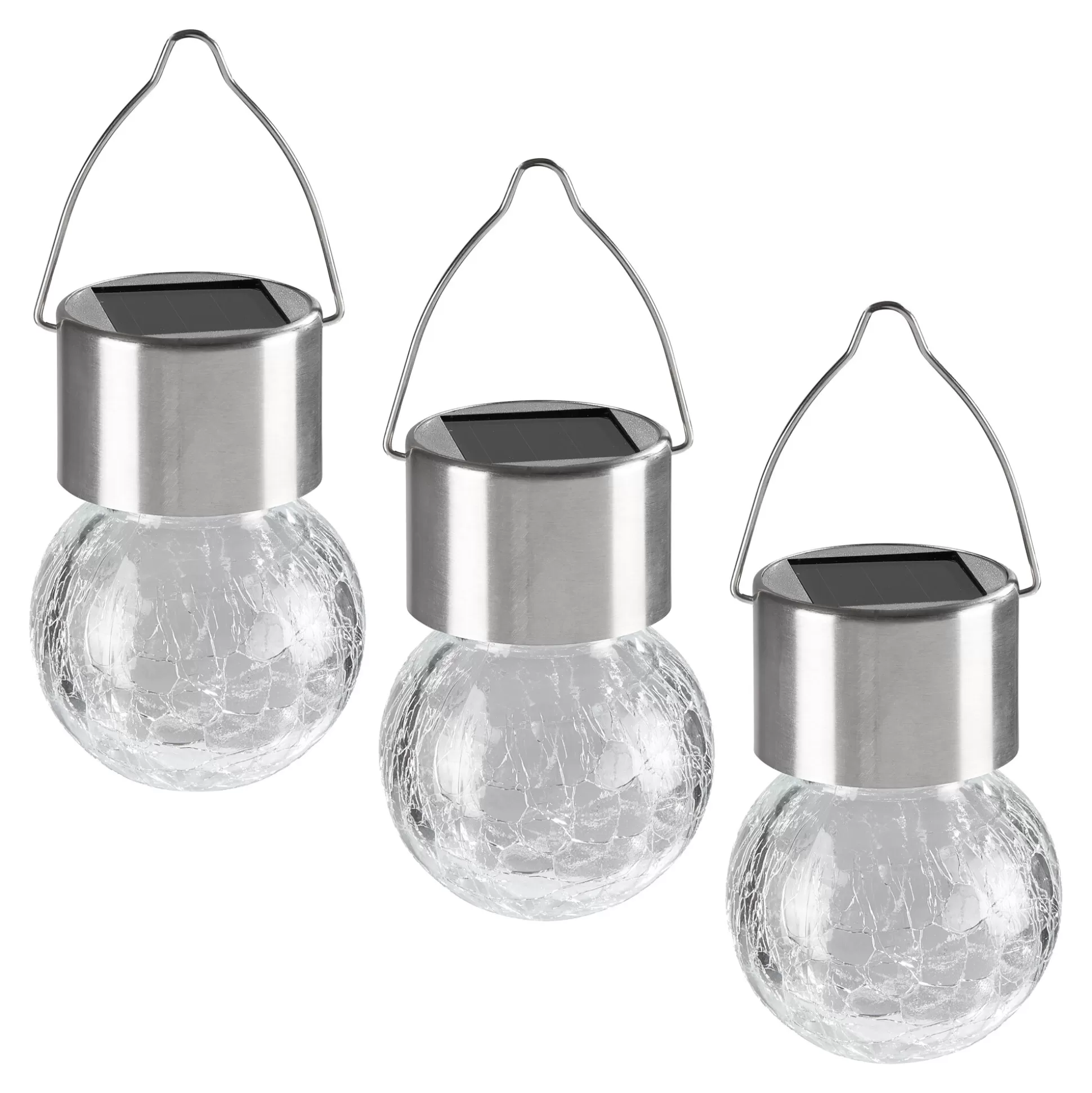 Luminaires solaires suspendus - Trio féérique en verre teinté pour jardins | Collection Génialo (Lot de 3 pièces)