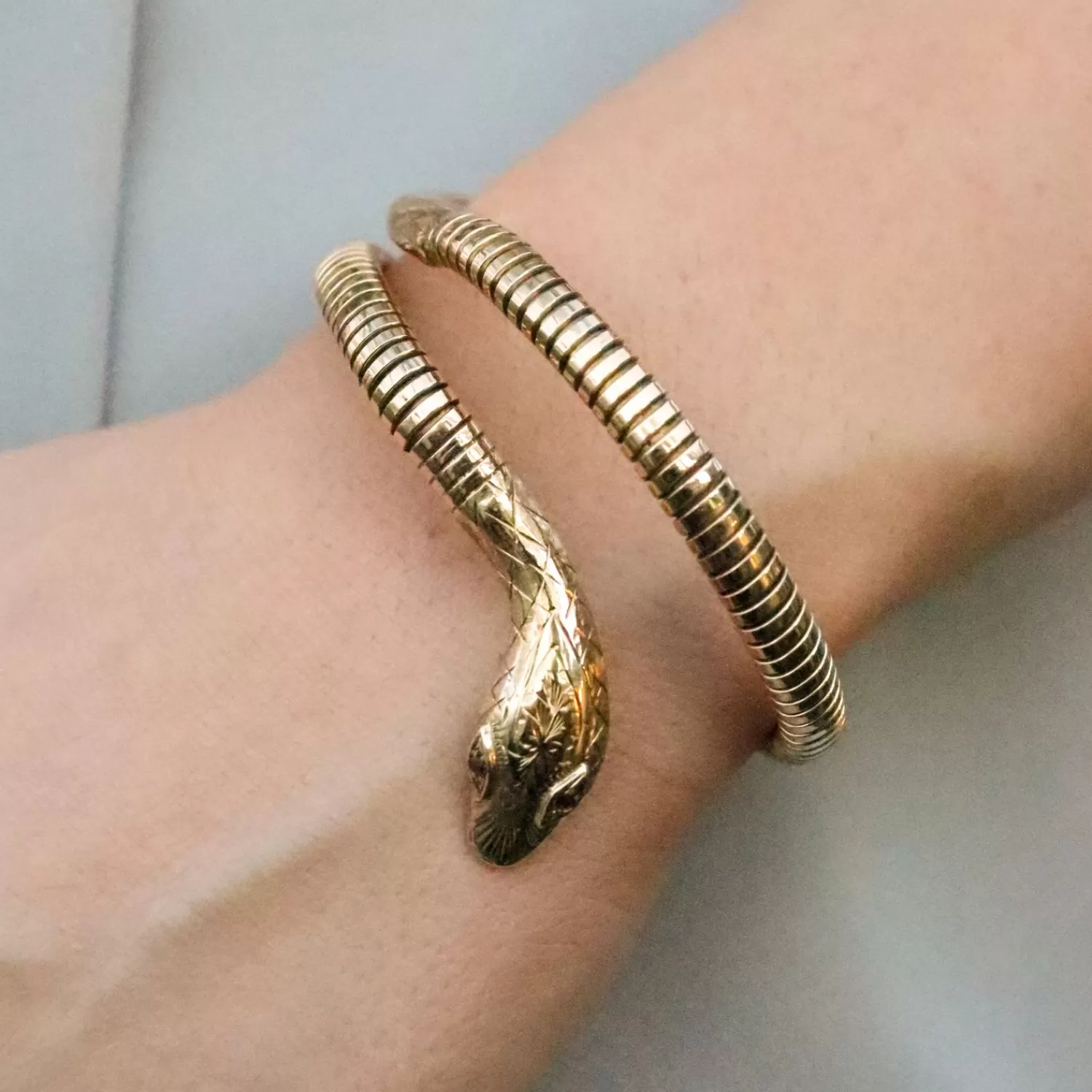 Brasard serpent vintage en or 9 carats - Pièce collector Alkemistry des années 70 • Promotion éclair limitée