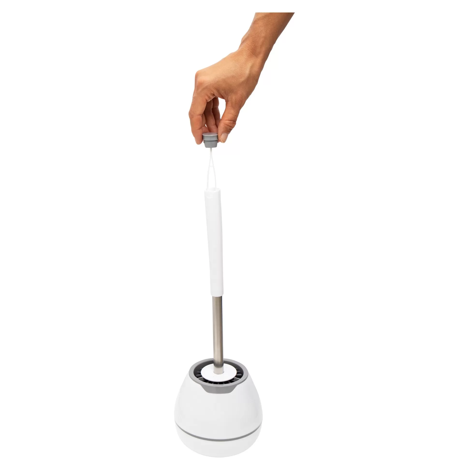 Brosse WC Génialo Pro - Set de Nettoyage Intelligent avec Support Design | Poils Denses pour Nettoyage Profond, Silencieux et Hygienique (Noir/Argent)