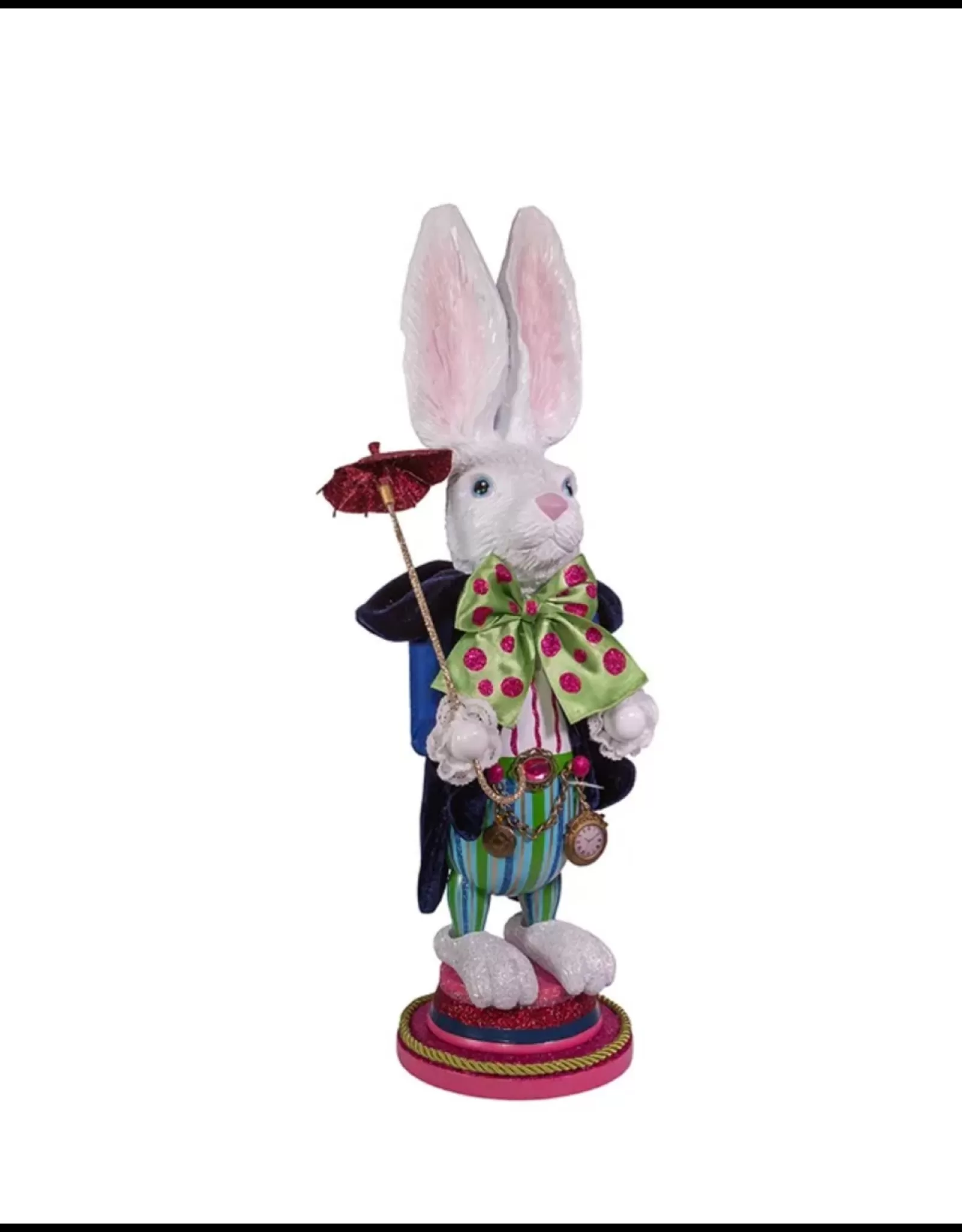 Figurine Casse-Noisettes Élégant Lièvre Blanc Décoratif de Noël – Design en Métal Artisanal par Kurt S. Adler