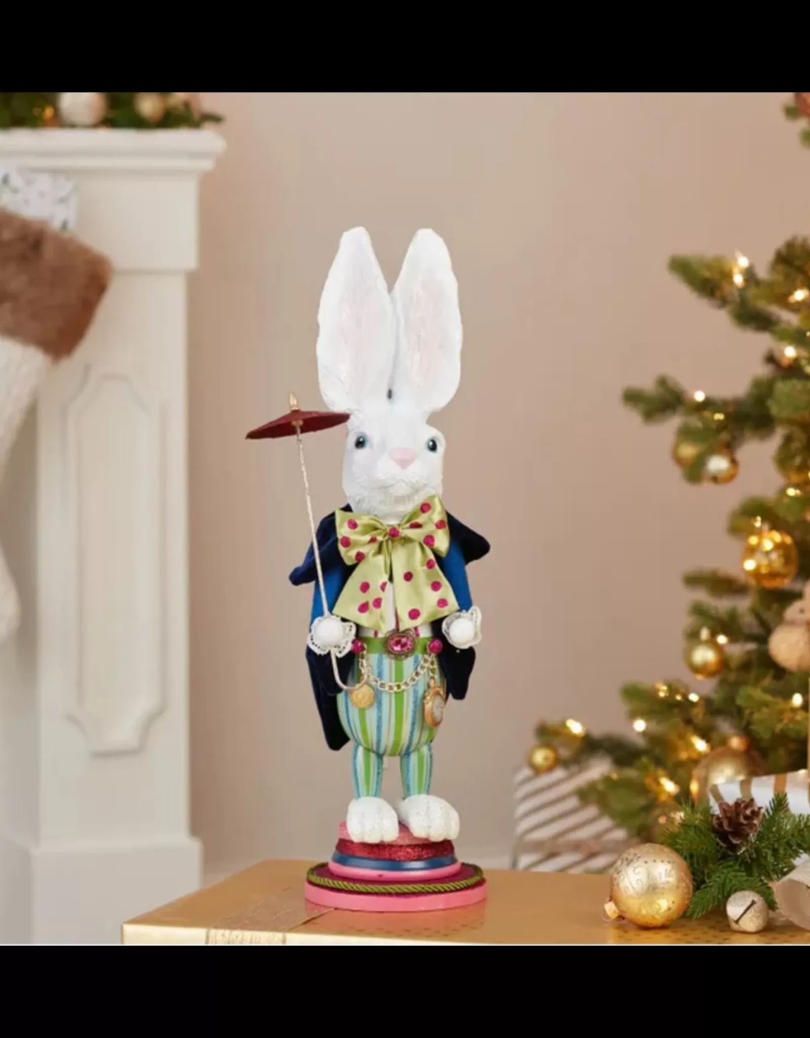 Figurine Casse-Noisettes Élégant Lièvre Blanc Décoratif de Noël – Design en Métal Artisanal par Kurt S. Adler