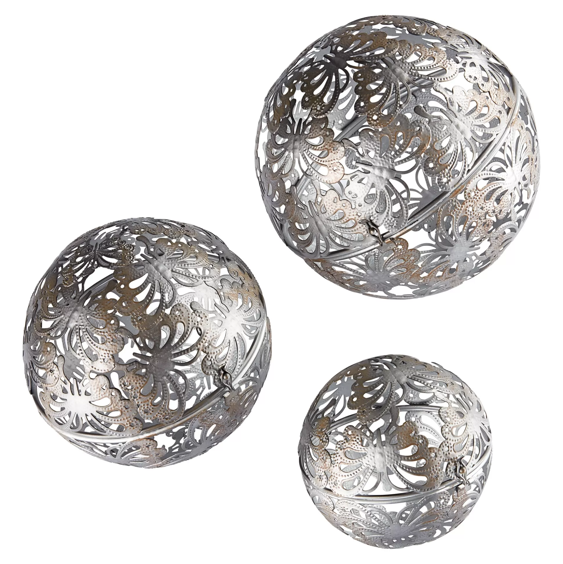 Décoration de jardin Viva Domo - 3 sphères métalliques XXL élégantes en forme de papillon, design contemporain pour extérieur