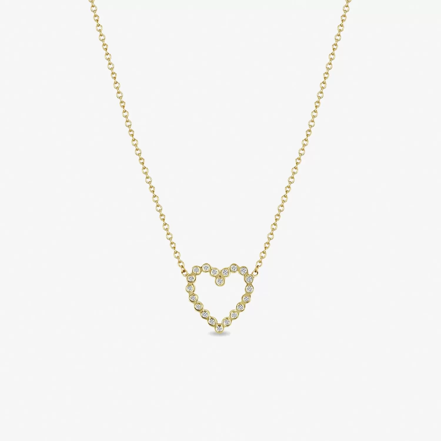 Collier Cœur en Or Jaune 14K et Diamants - Création Exclusive Zoe Chicco pour Alkemistry