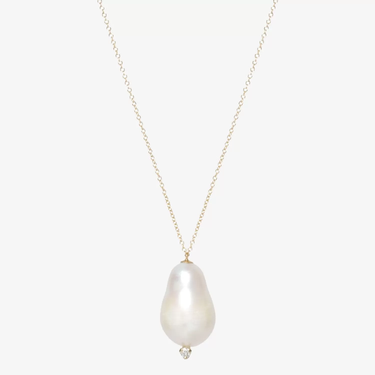 Pendentif en or jaune 14 carats avec perle et diamant - Collection exclusive Alkemistry Zoe Chicco | Modèle éphémère en liquidation